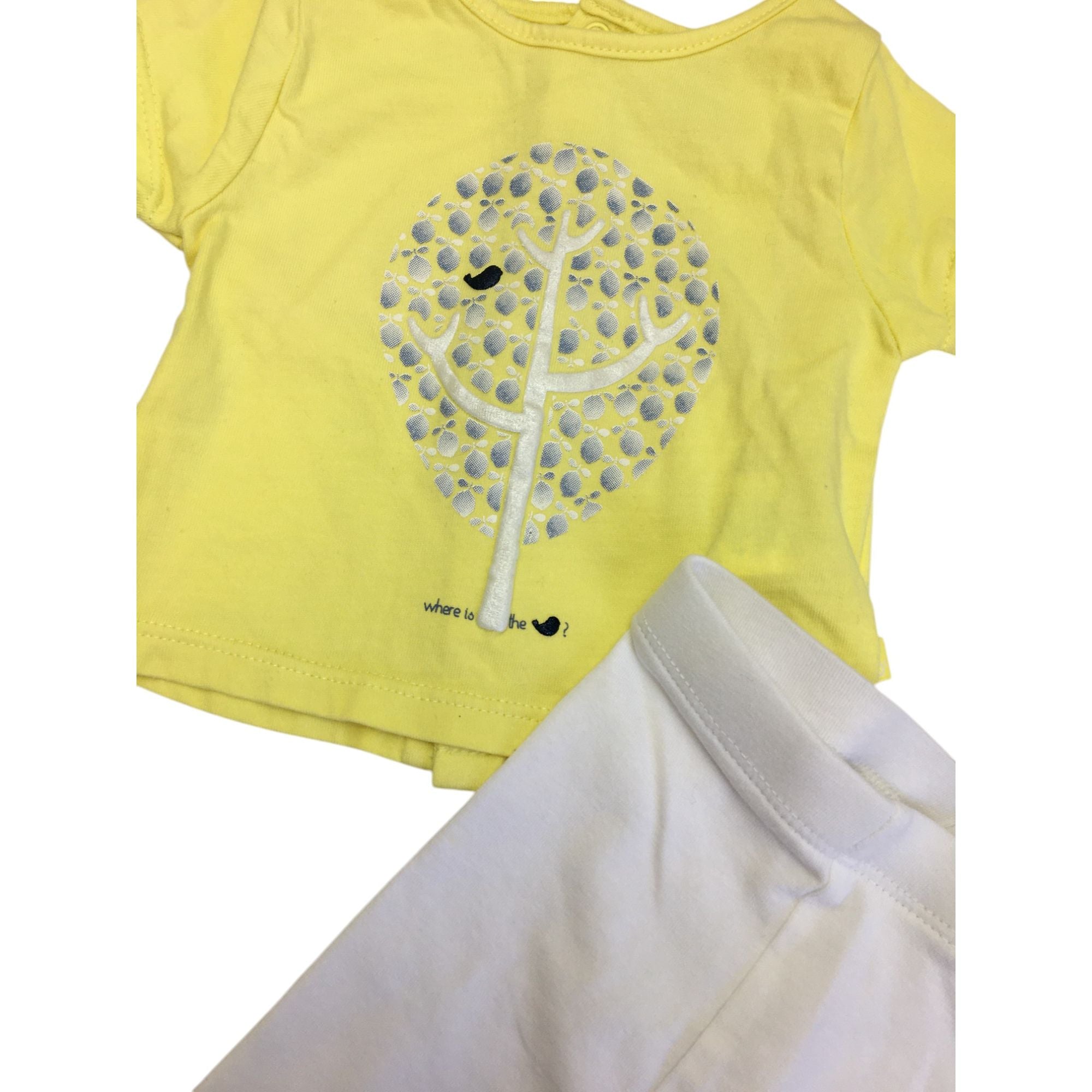 1M White Leggings & Yellow Tree T Shirt - Obaibi