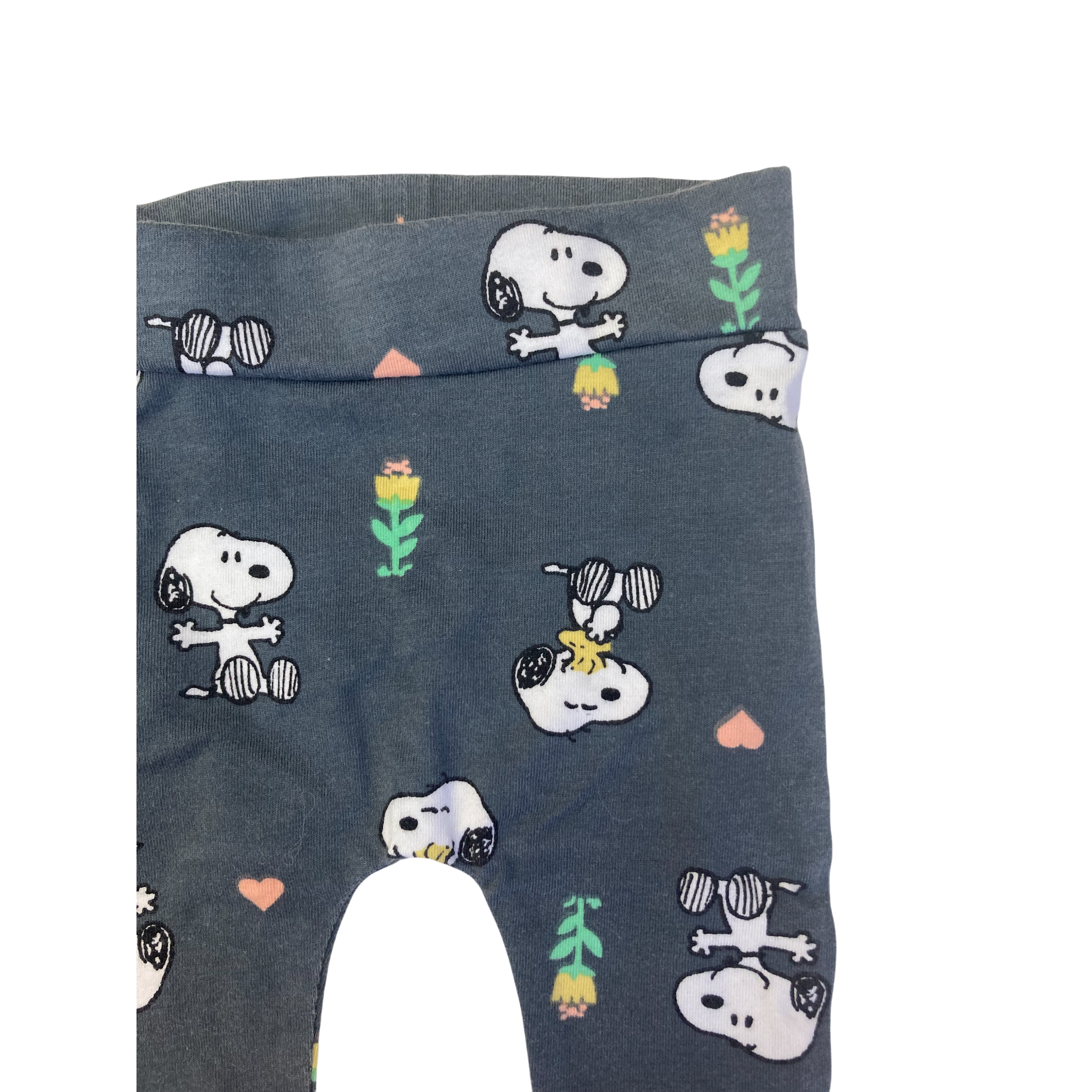 1-3M Grey Snoopy Cuffed Leggings - Woolworths