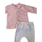 1-3M Pink Fleece Snap Top & White Footed Leggings - Woolworths