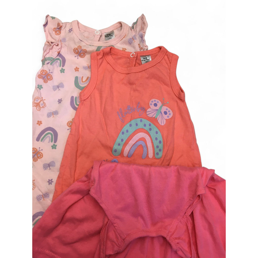 0-6M Pink & Coral Butterfly Dress & Rompers - Ackermans, Tiny Tots