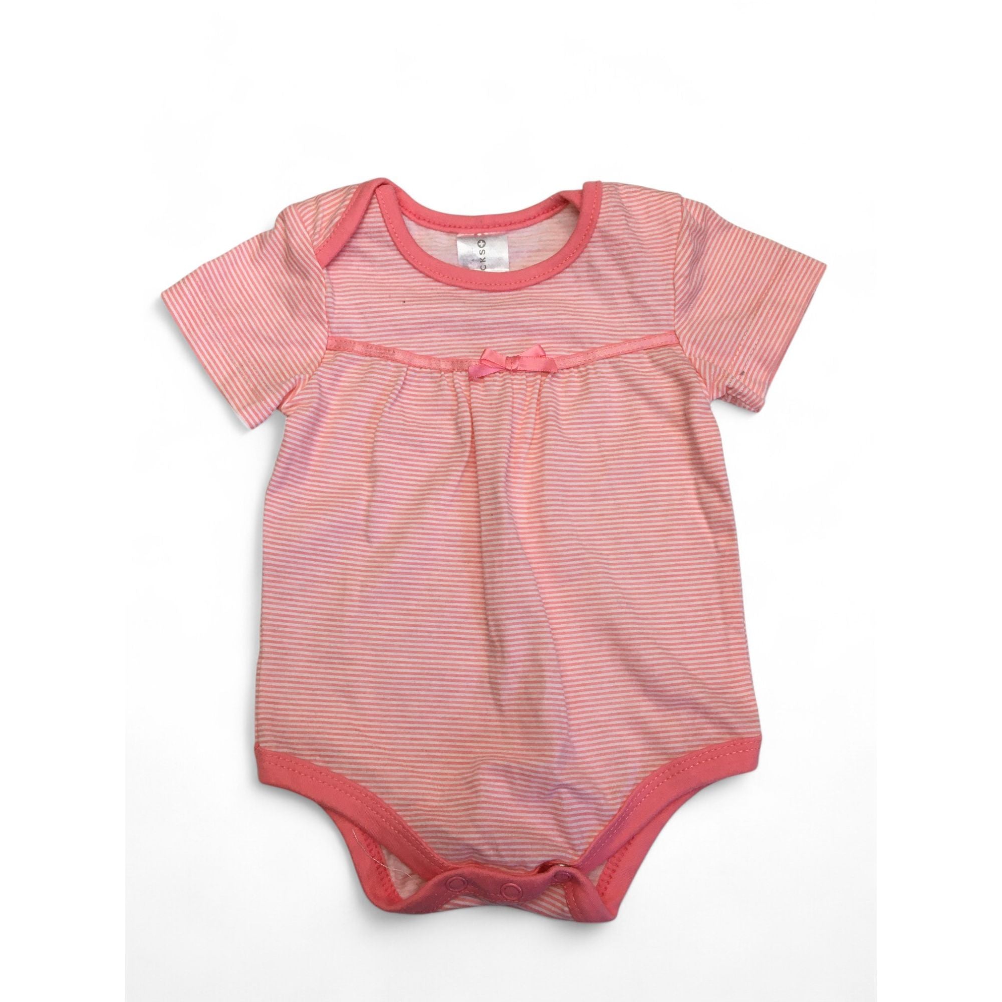 0-3M Coral & White Stripe Babydoll Bodysuit - Clicks