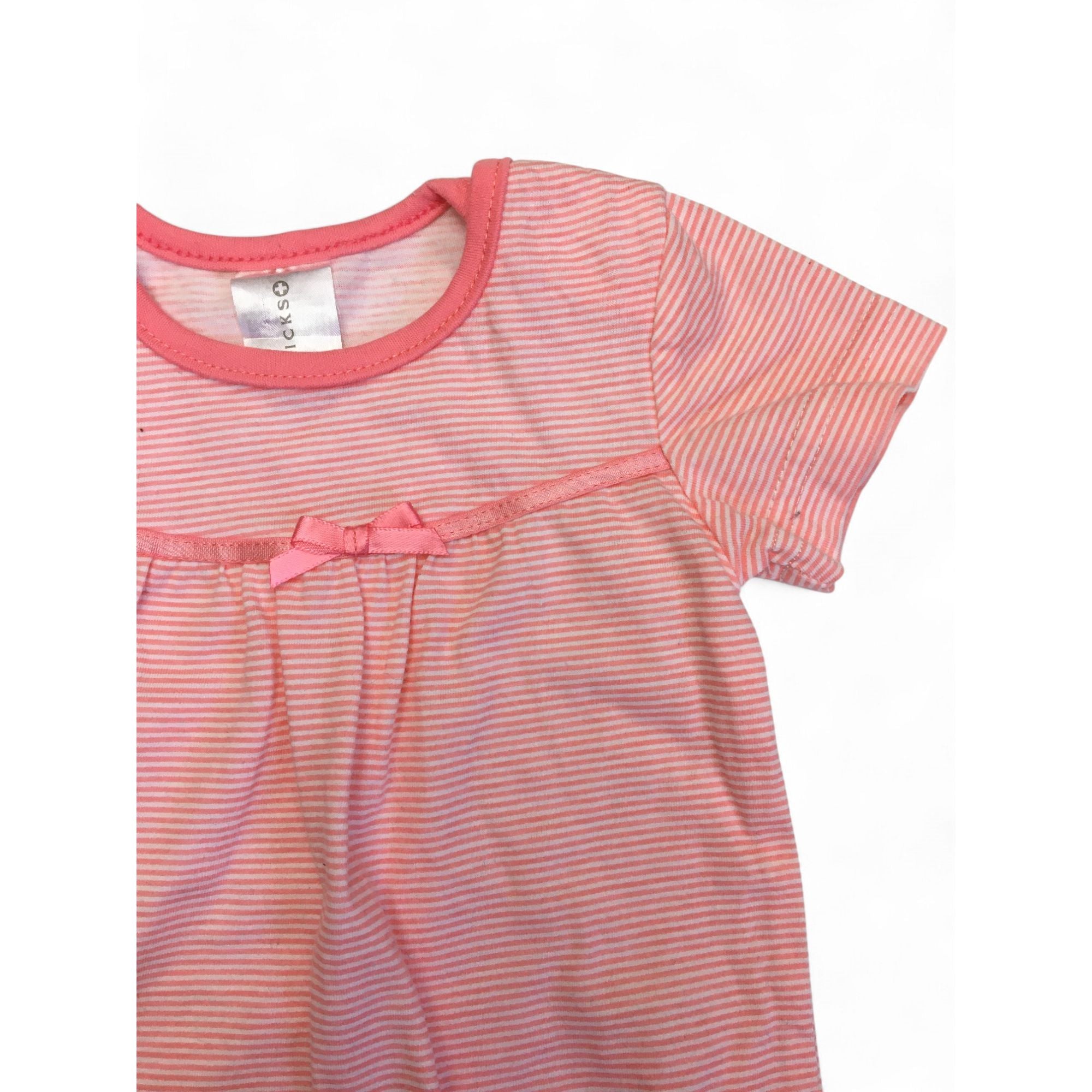 0-3M Coral & White Stripe Babydoll Bodysuit - Clicks