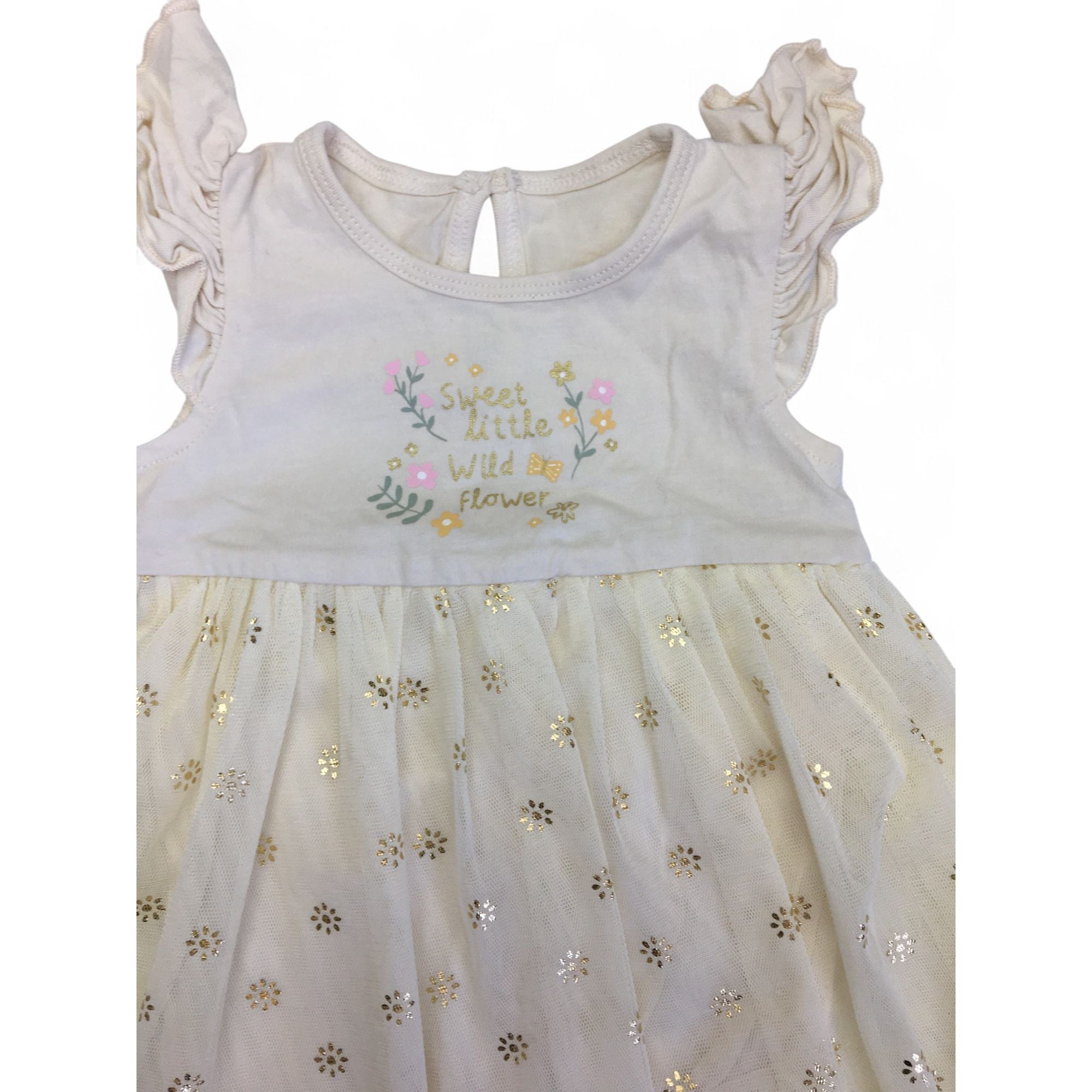 1-3M Cream & Gold Tulle Romper - Woolworths