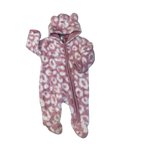 0-3M Pink & White Leopard Fleece Zip Onesie - Ackermans