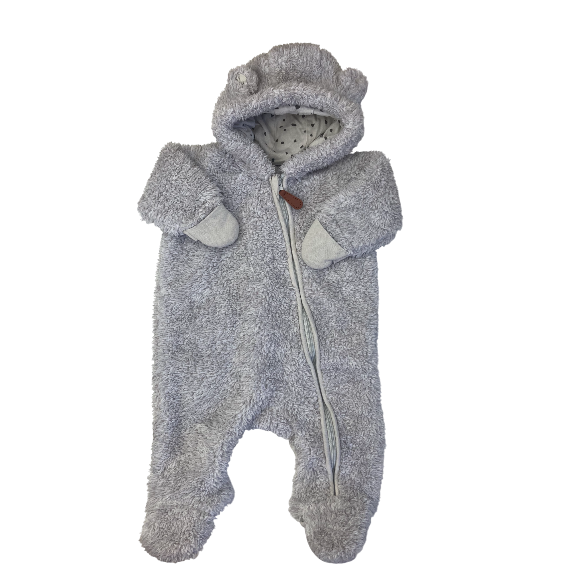 1-3M Grey Fleece Zip Onesie - Woolworths
