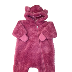 1-3M Magenta Fleece Zip Onesie - Woolworths