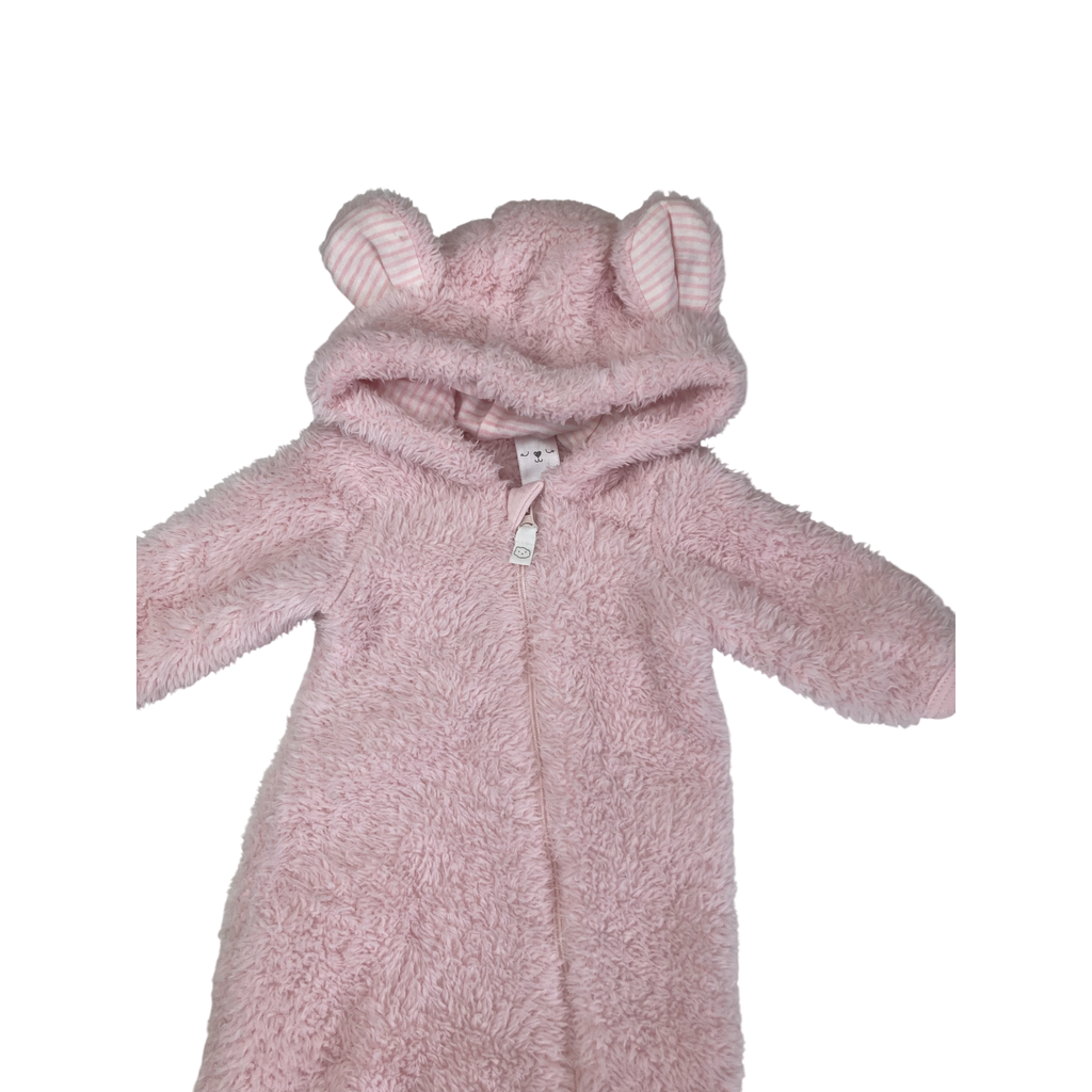 Newborn Light Pink Fleece Zip Onesie - Mr Price