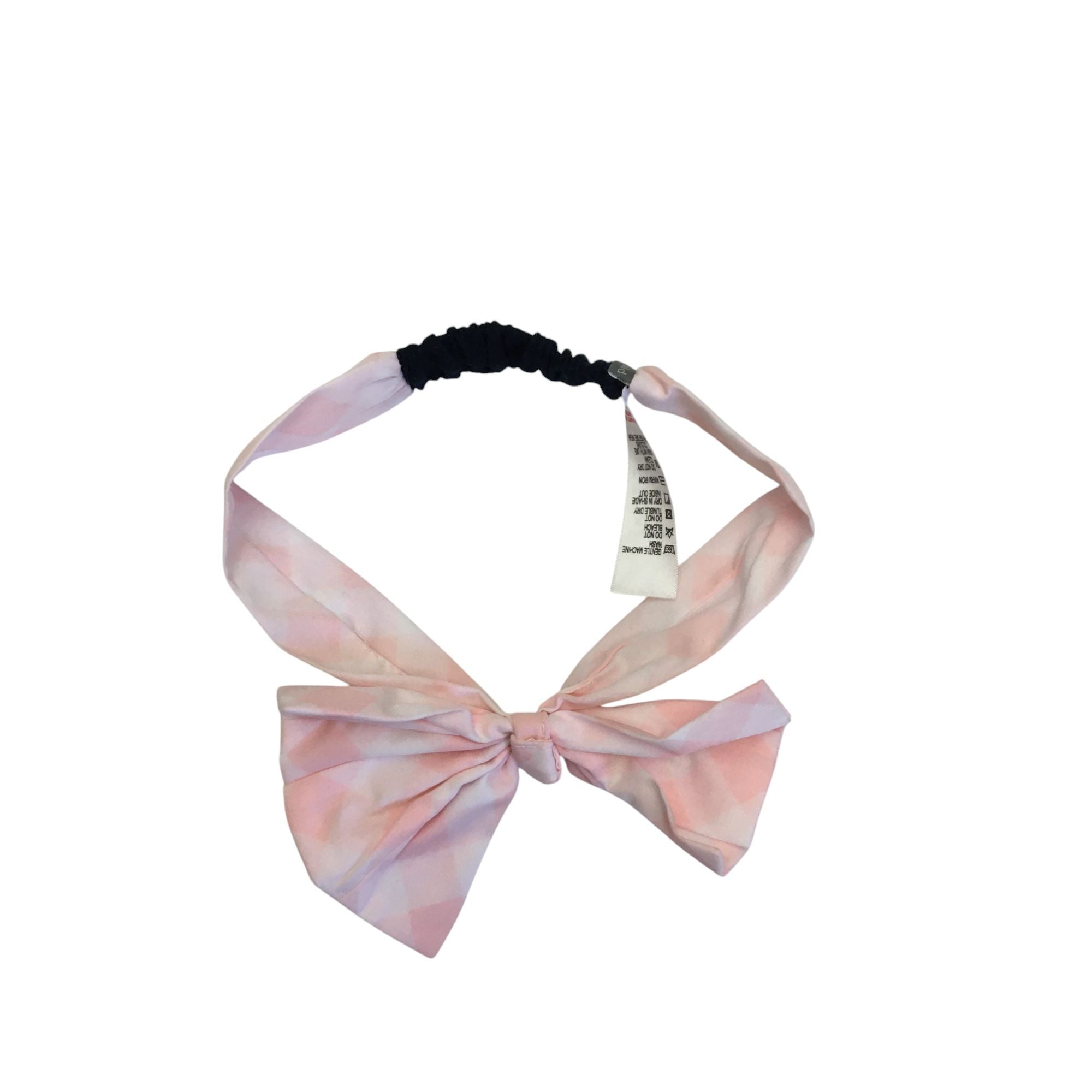 One Size - Pink & White Check Bow Headband - Earthchild