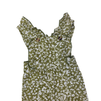 0-3M Green & White Floral Cotton Frill Overalls - Clicks