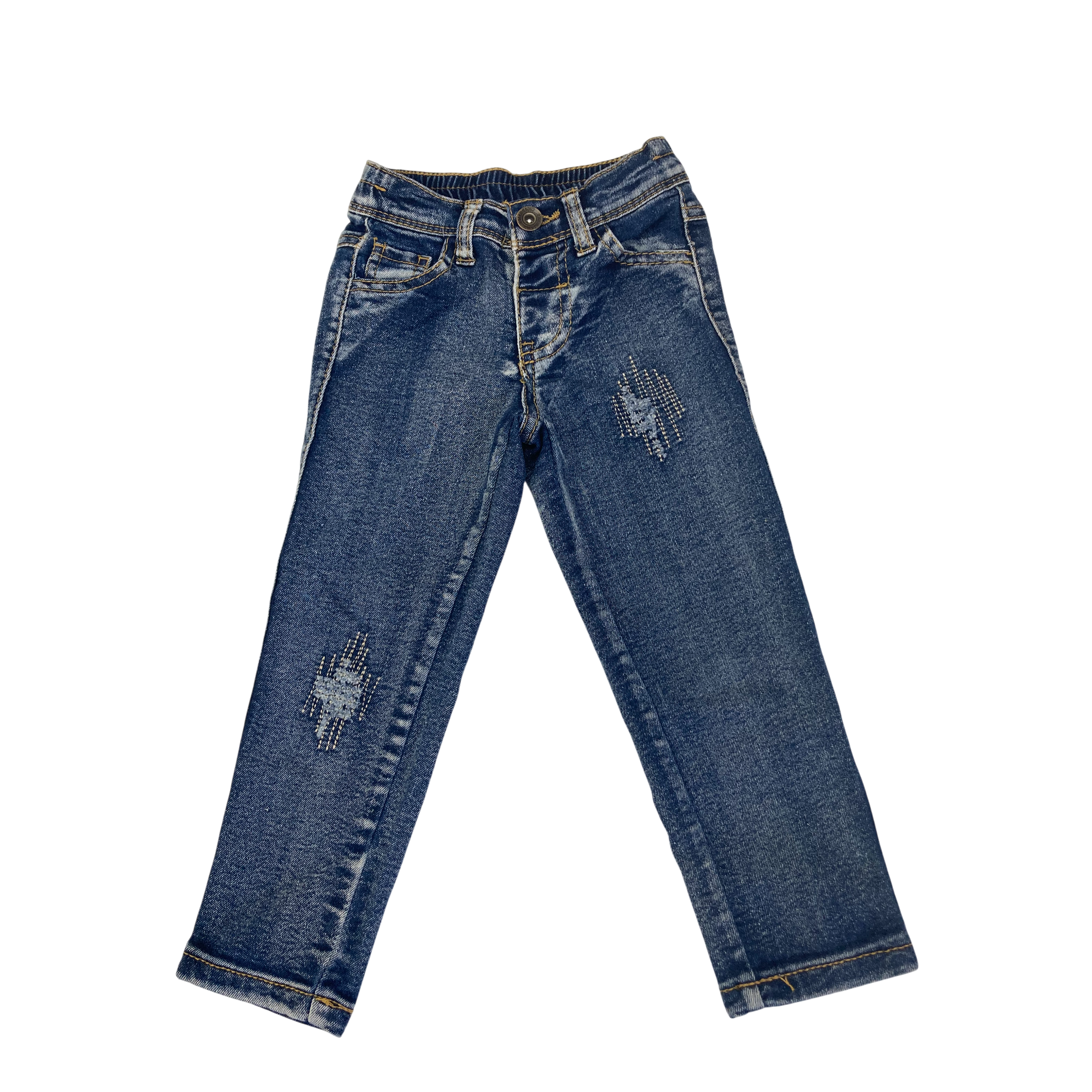 2-3Y Blue Distressed Denim Jeans - Qtee