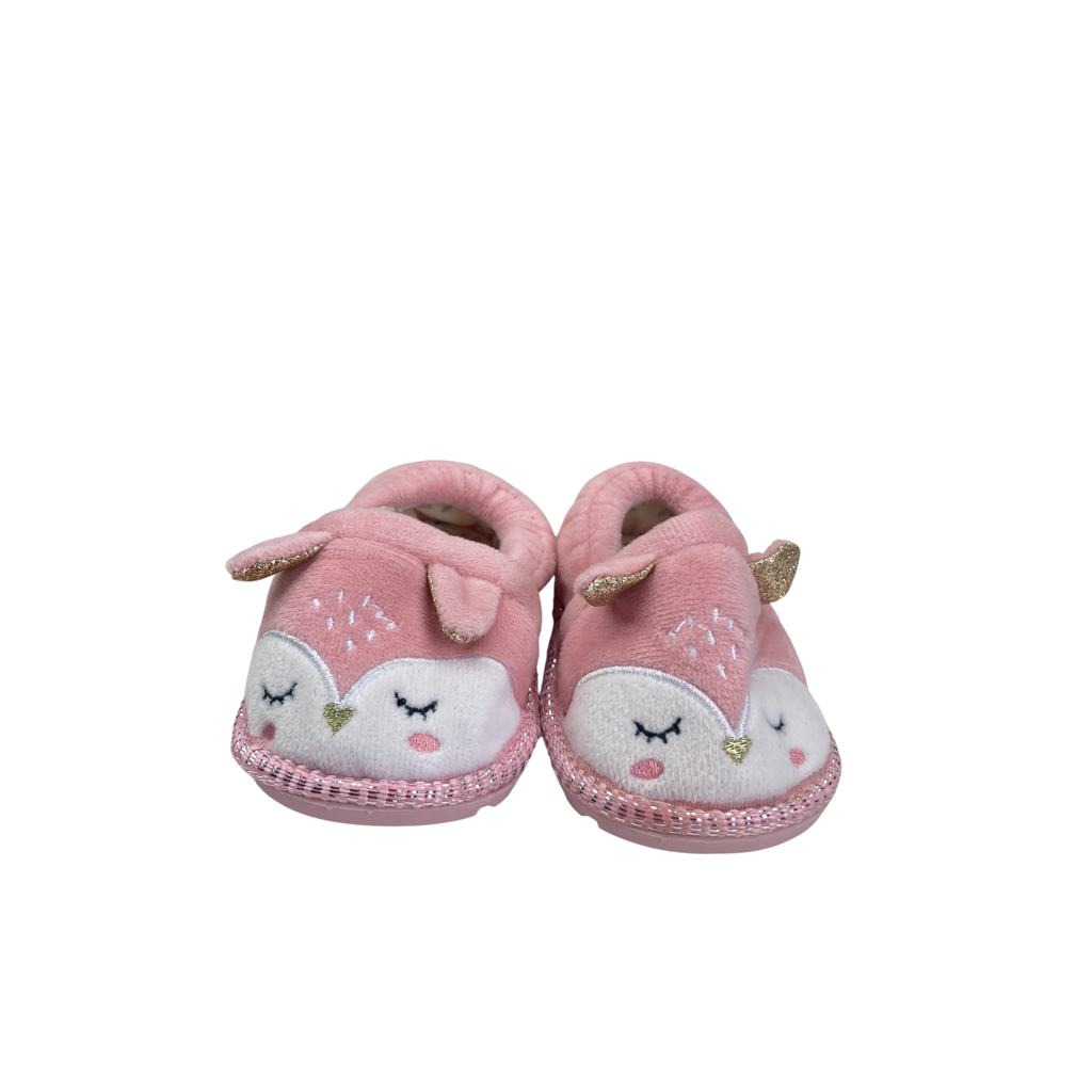 Size 2 - Pink Animal Ear Fleece Slippers - Woolworths