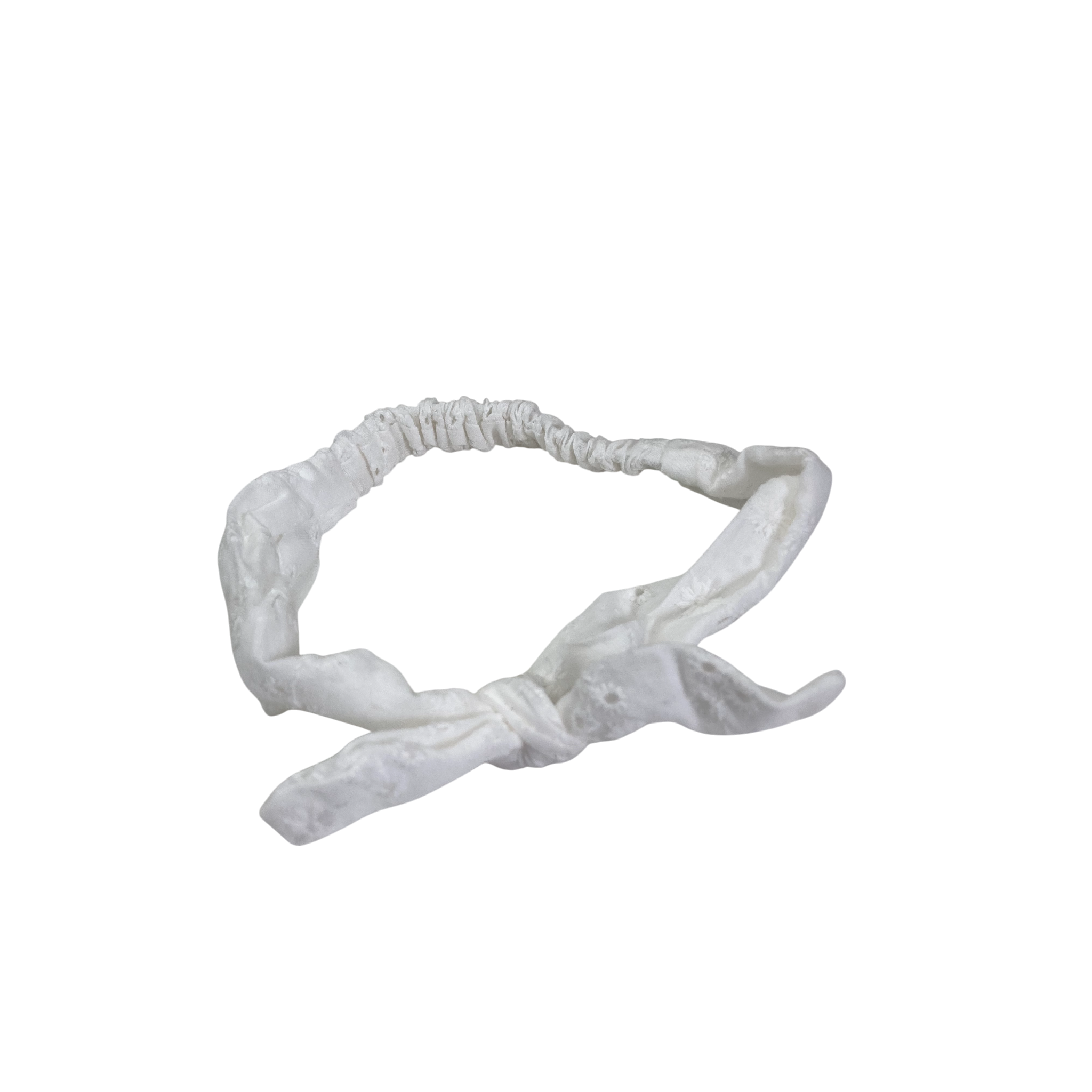 3-6M White Cotton Anglaise Bow Headband
