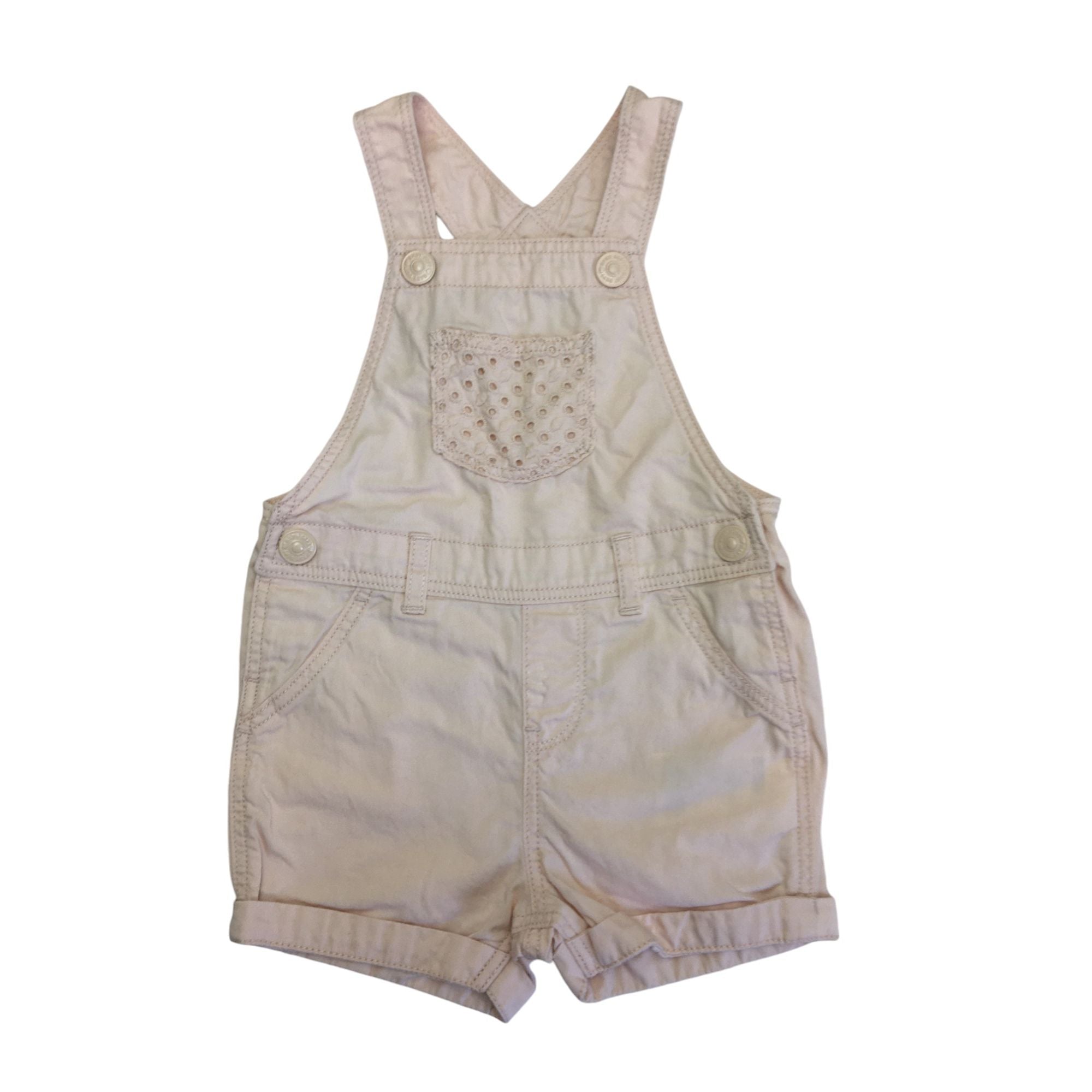 US 4-6M Light Pink Eyelet Pocket Dungaree - H&M