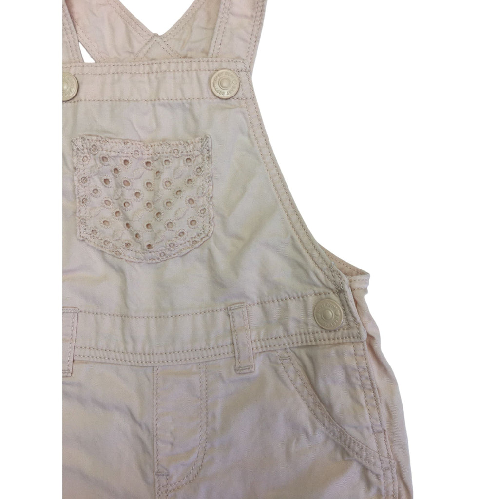 US 4-6M Light Pink Eyelet Pocket Dungaree - H&M