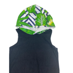 5Y Black & Green Sleeveless Hooded Top