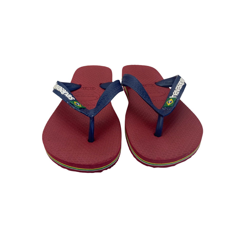 US 11 Red & Navy Blue Flip Flops - Havaianas