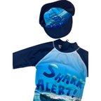 6Y Blue & Navy Blue Swimsuit & Hat - Woolworths