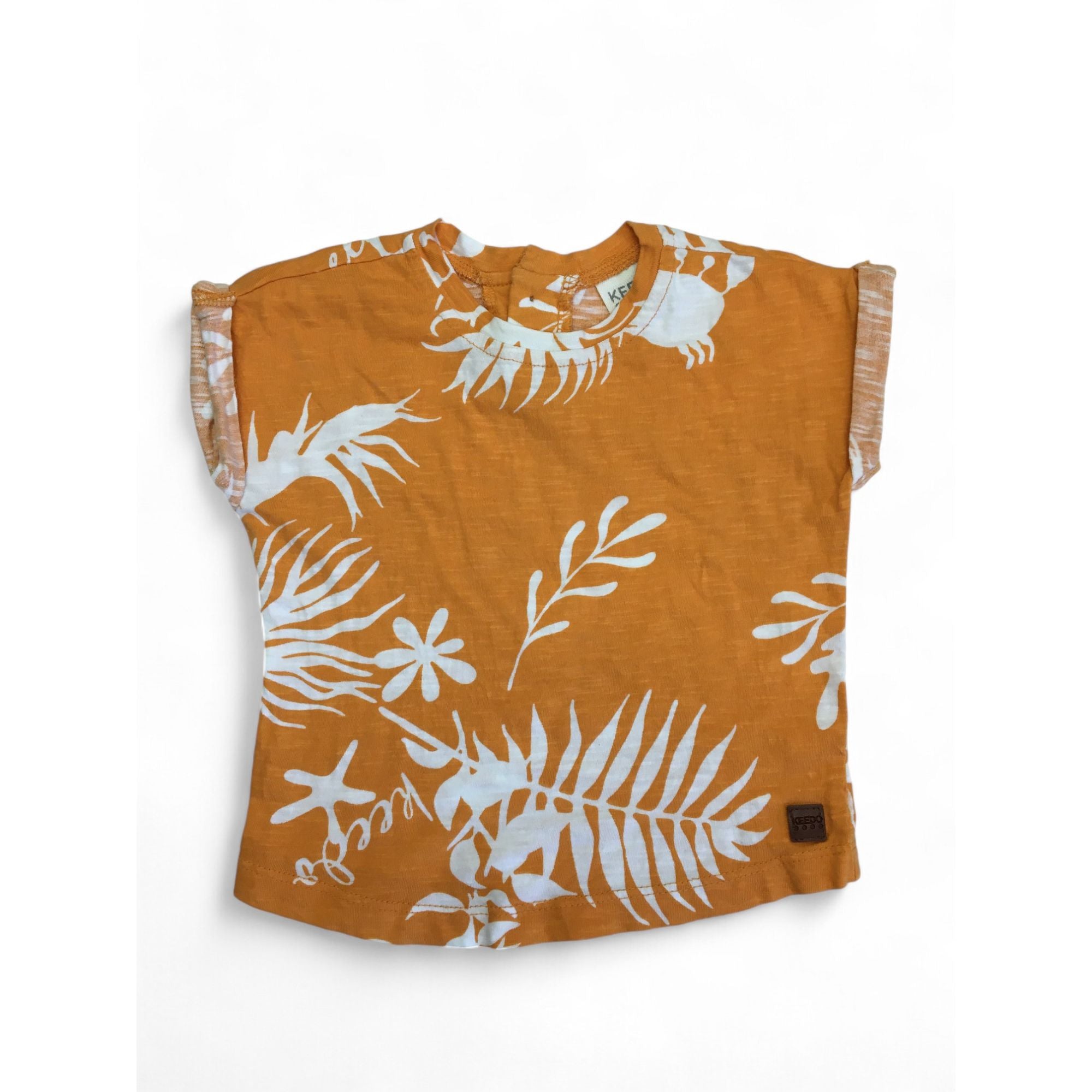 3-6M Mustard Yellow & White Fern Top - Keedo