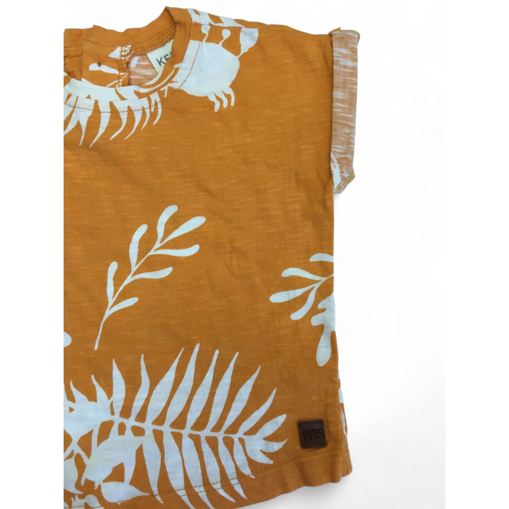 3-6M Mustard Yellow & White Fern Top - Keedo