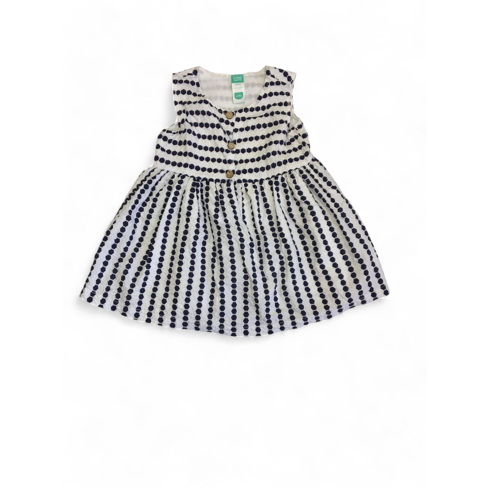 6-12M Navy & White Geometric Dress - Ackermans
