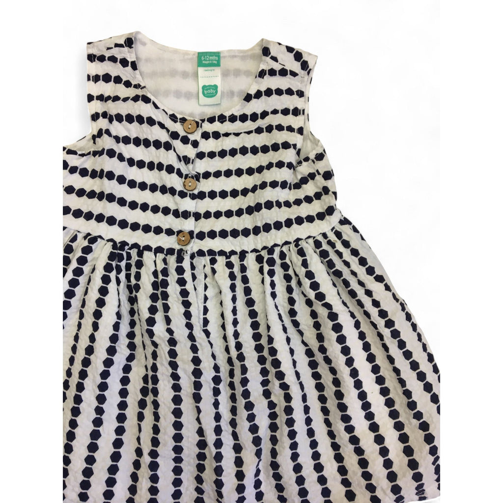 6-12M Navy & White Geometric Dress - Ackermans