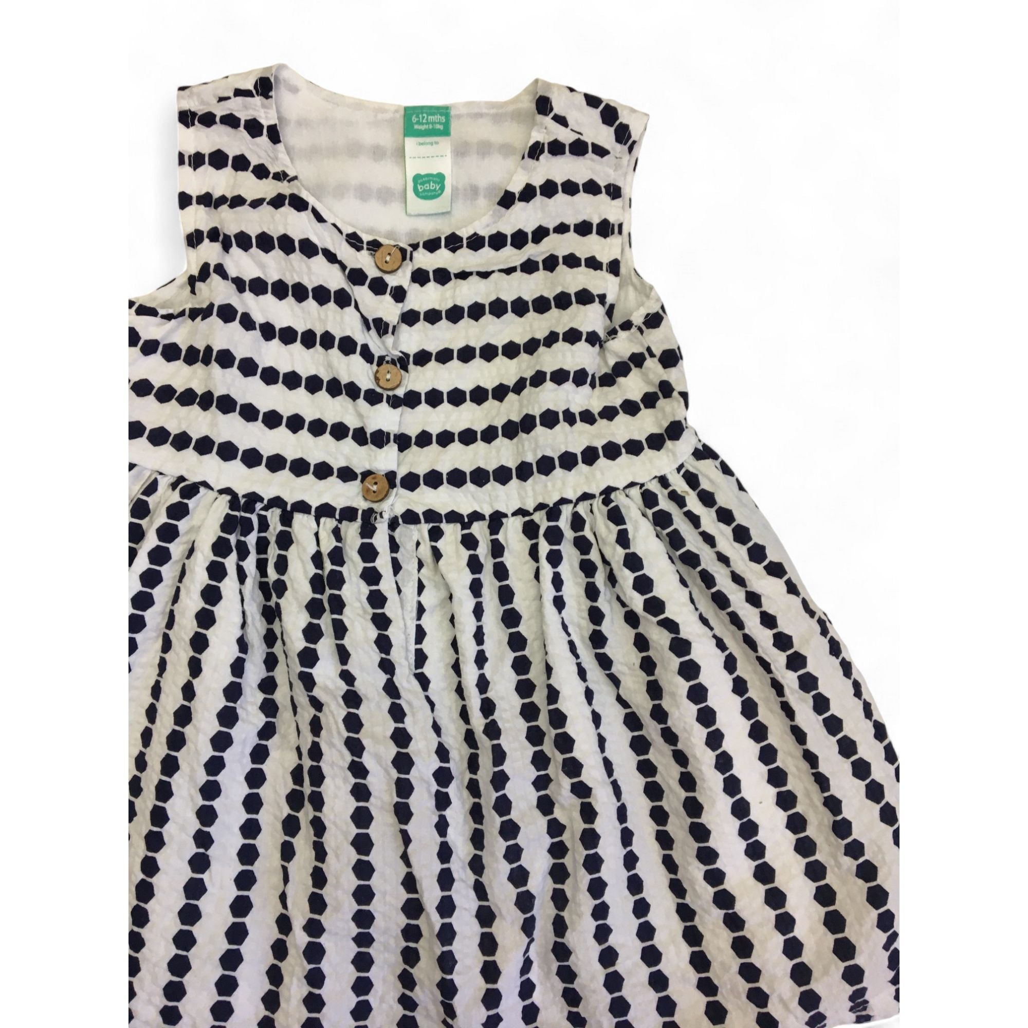 6-12M Navy & White Geometric Dress - Ackermans