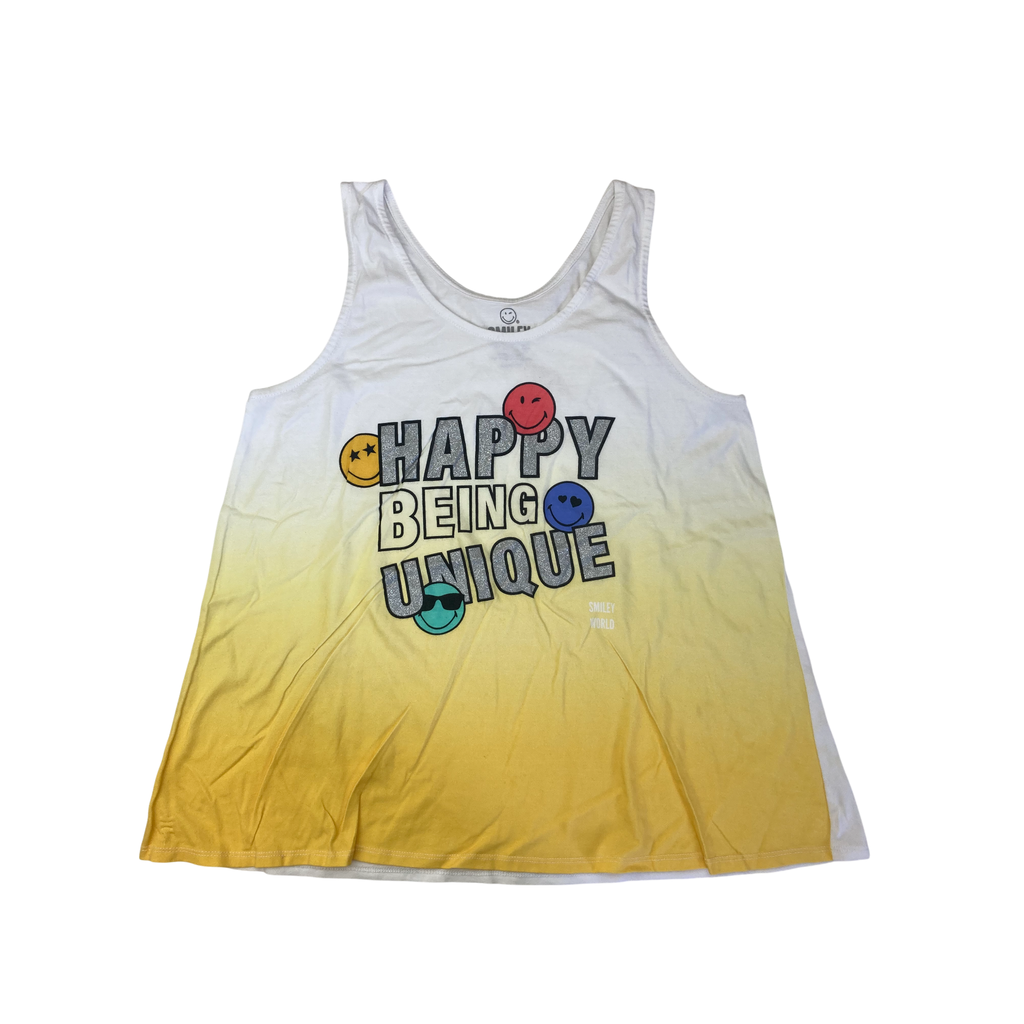 14Y White & Yellow Ombre Sleeveless Smiley Tank Top - Woolworths