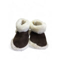 Size 2 - Brown & Cream Fleece Lined Slipper Boots - Ackermans