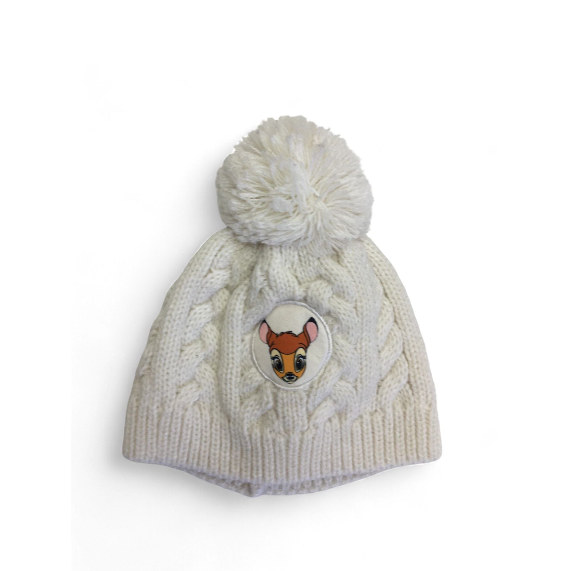 NB Cream Cableknit Pompom Knit Beanie - Disney