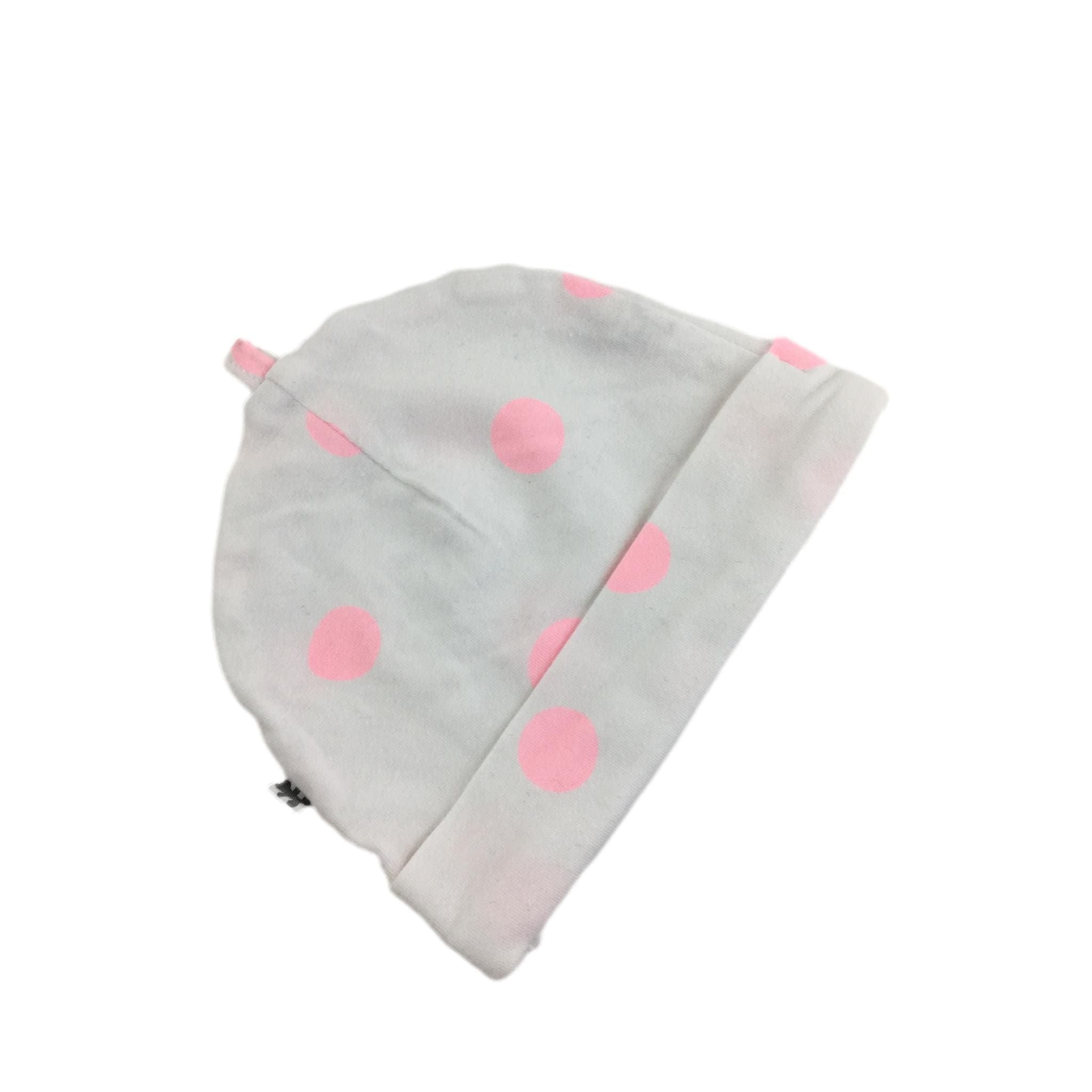 3-6M White & Pink Dotted Cotton Beanie - Woolworths