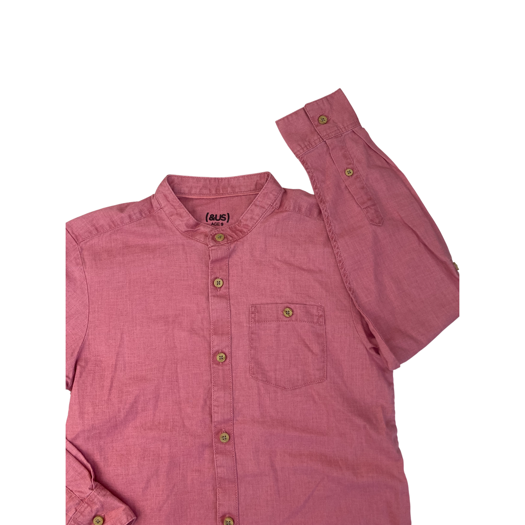 9Y Red Mandarin Collar Button Shirt - (& US)