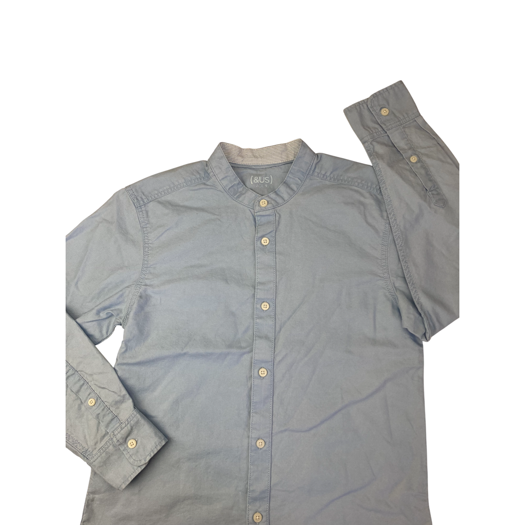 9Y Light Blue Mandarin Collar Button Shirt - (& US)