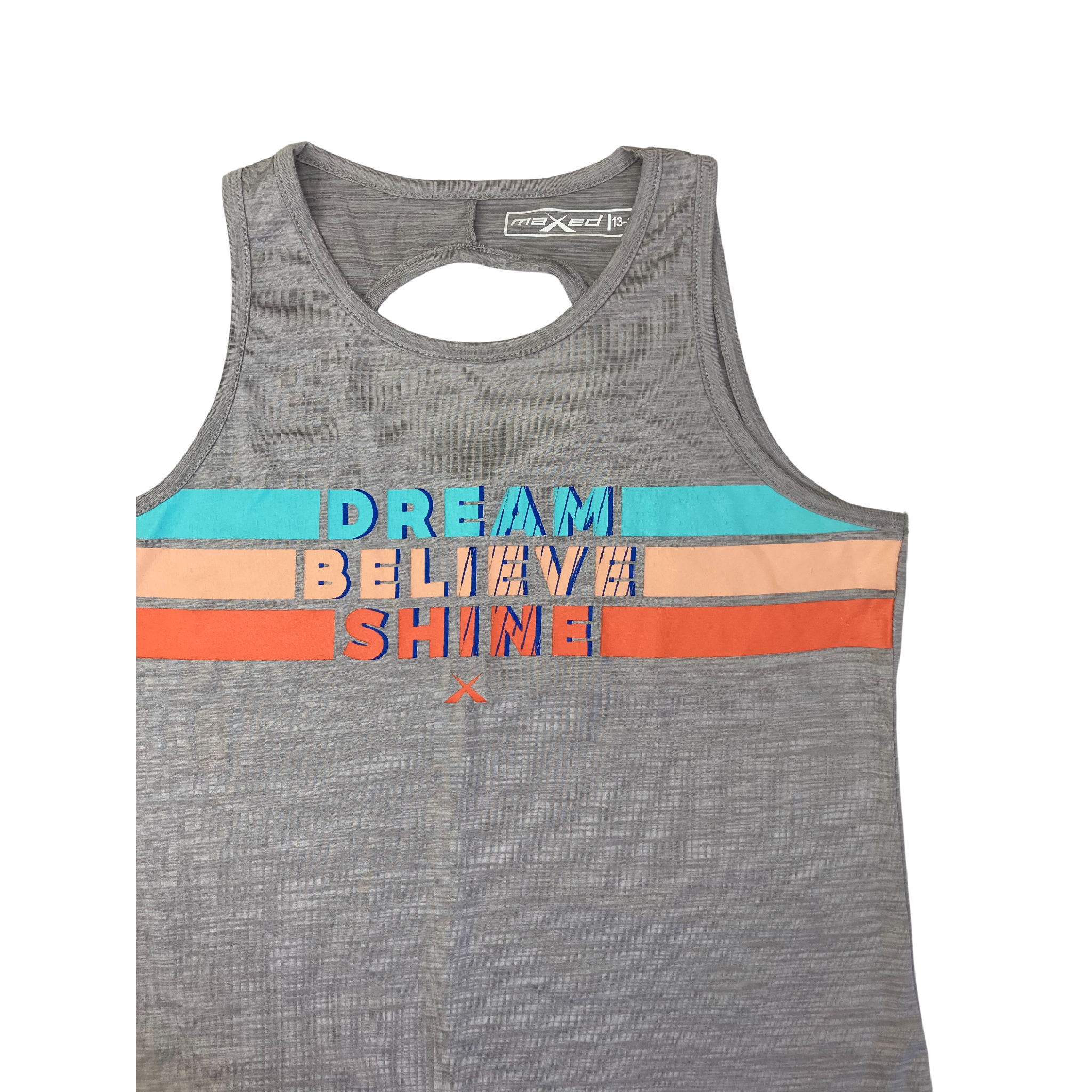 13-14Y Grey "Dream, Believe, Shine" Tank Top - Maxed