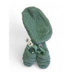 Size UK 9-10 Avo Gren Teddy Fleece Slippers & Bag Set - Cotton On