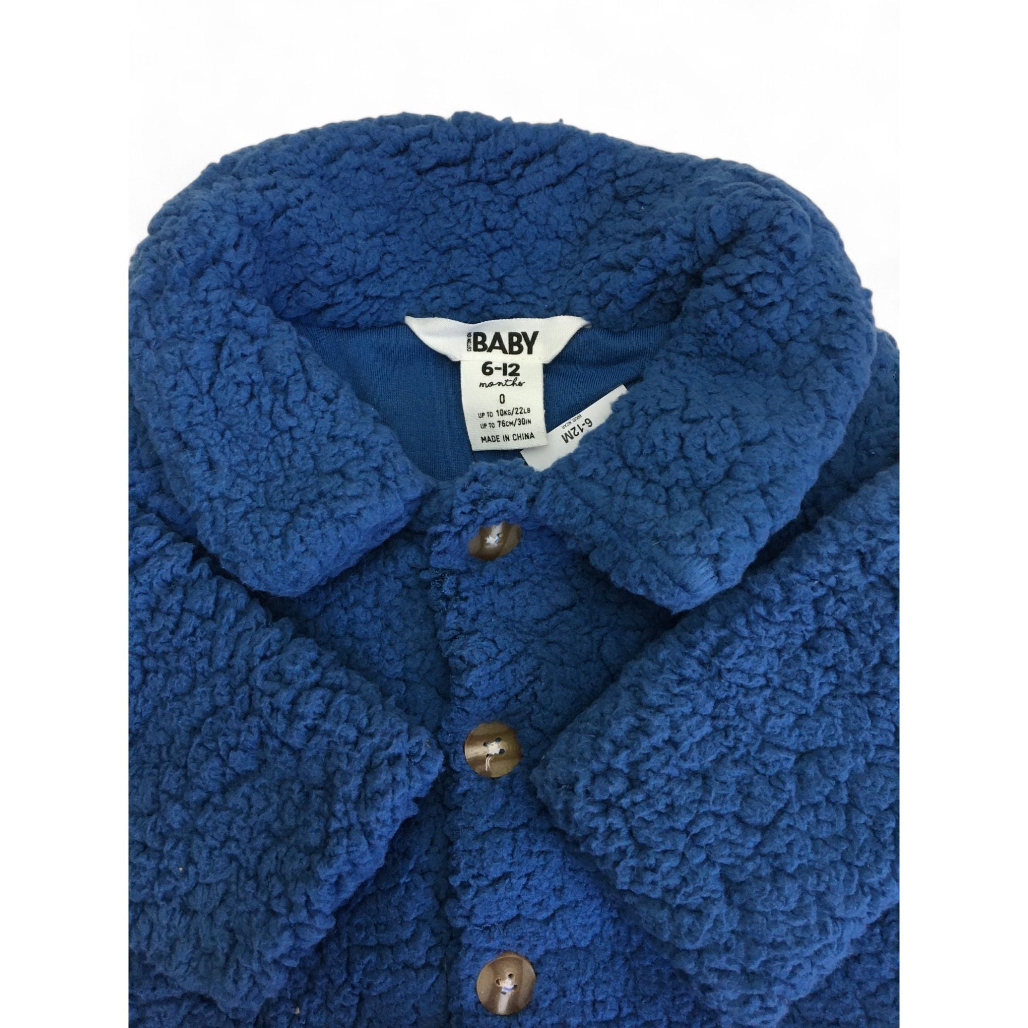 6-12M Petty Blue Sherpa Jacket - Cotton On