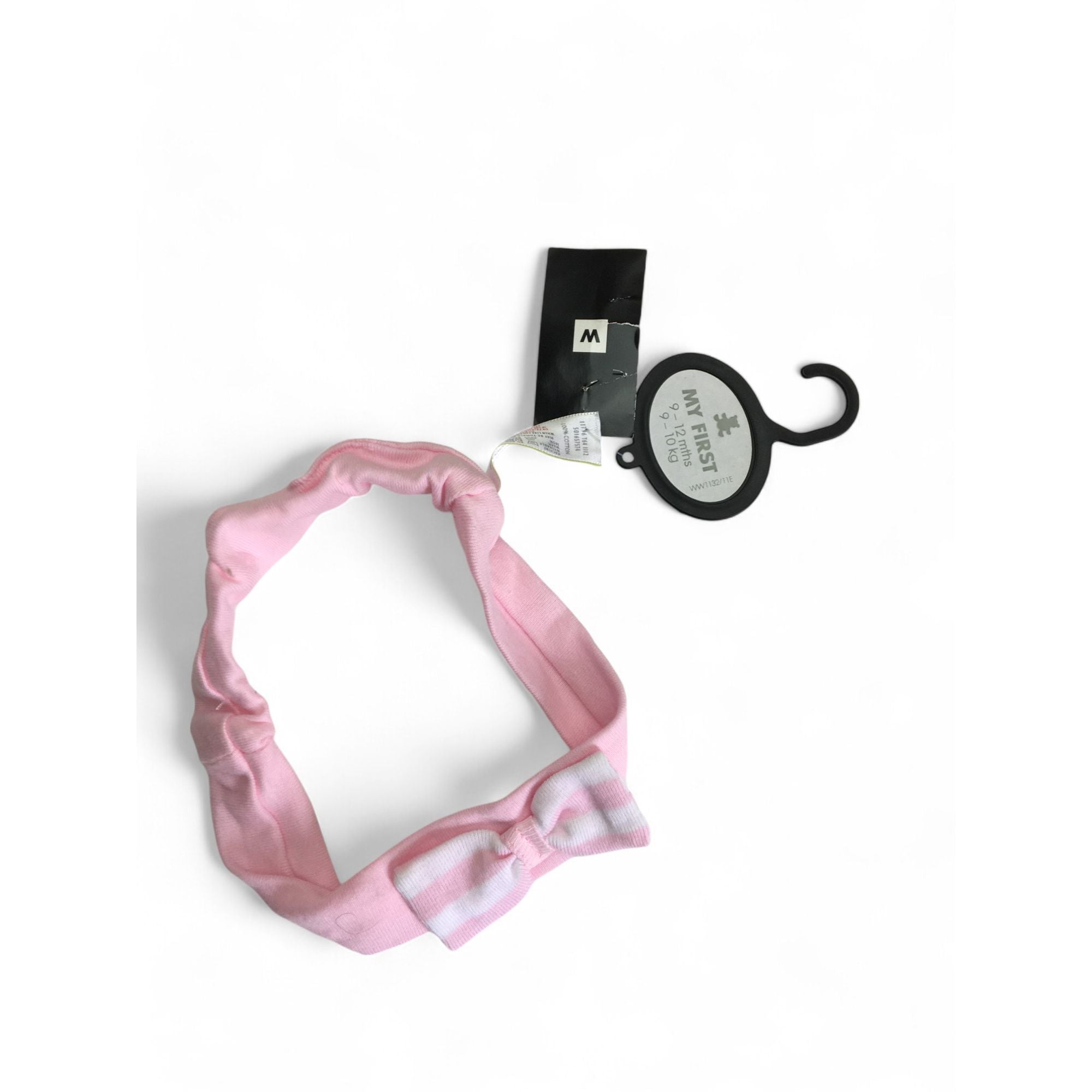 9-12M Pink Stripe Bow Headband - Woolworths