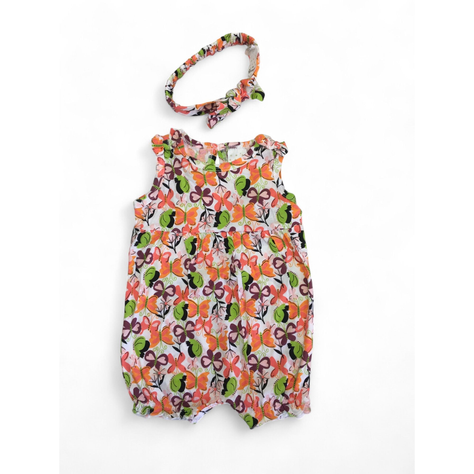 0-3M Colourful Butterfly Romper & Headband - Jet
