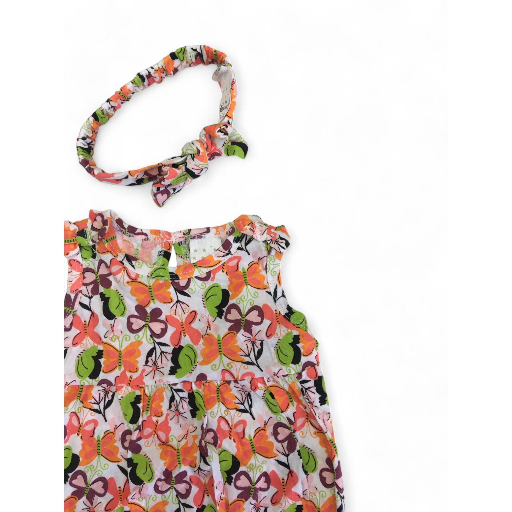 0-3M Colourful Butterfly Romper & Headband - Jet