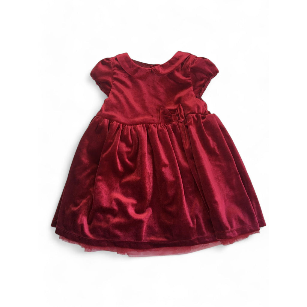 12-18M Maroon Velvet Party Dress - H&M