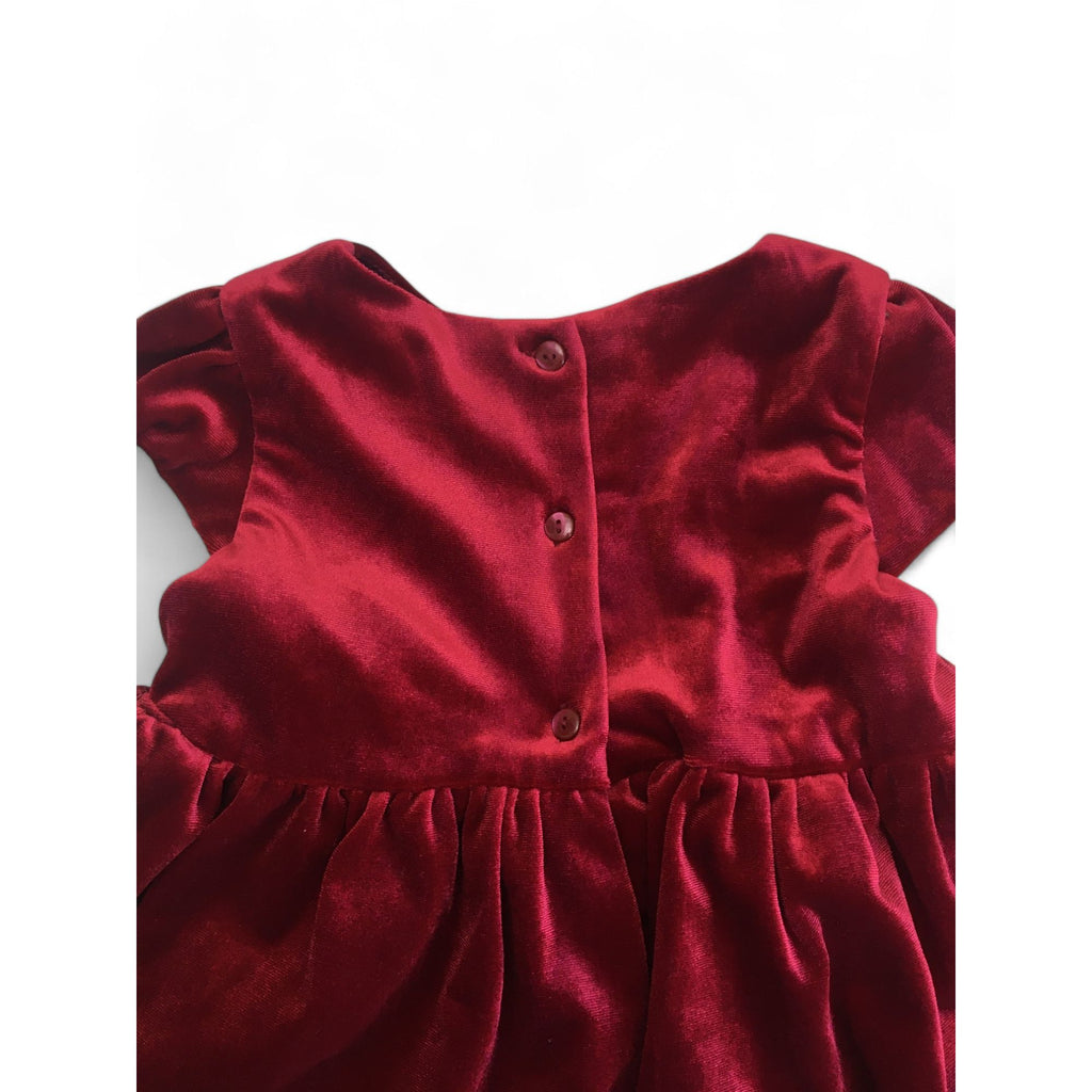 12-18M Maroon Velvet Party Dress - H&M