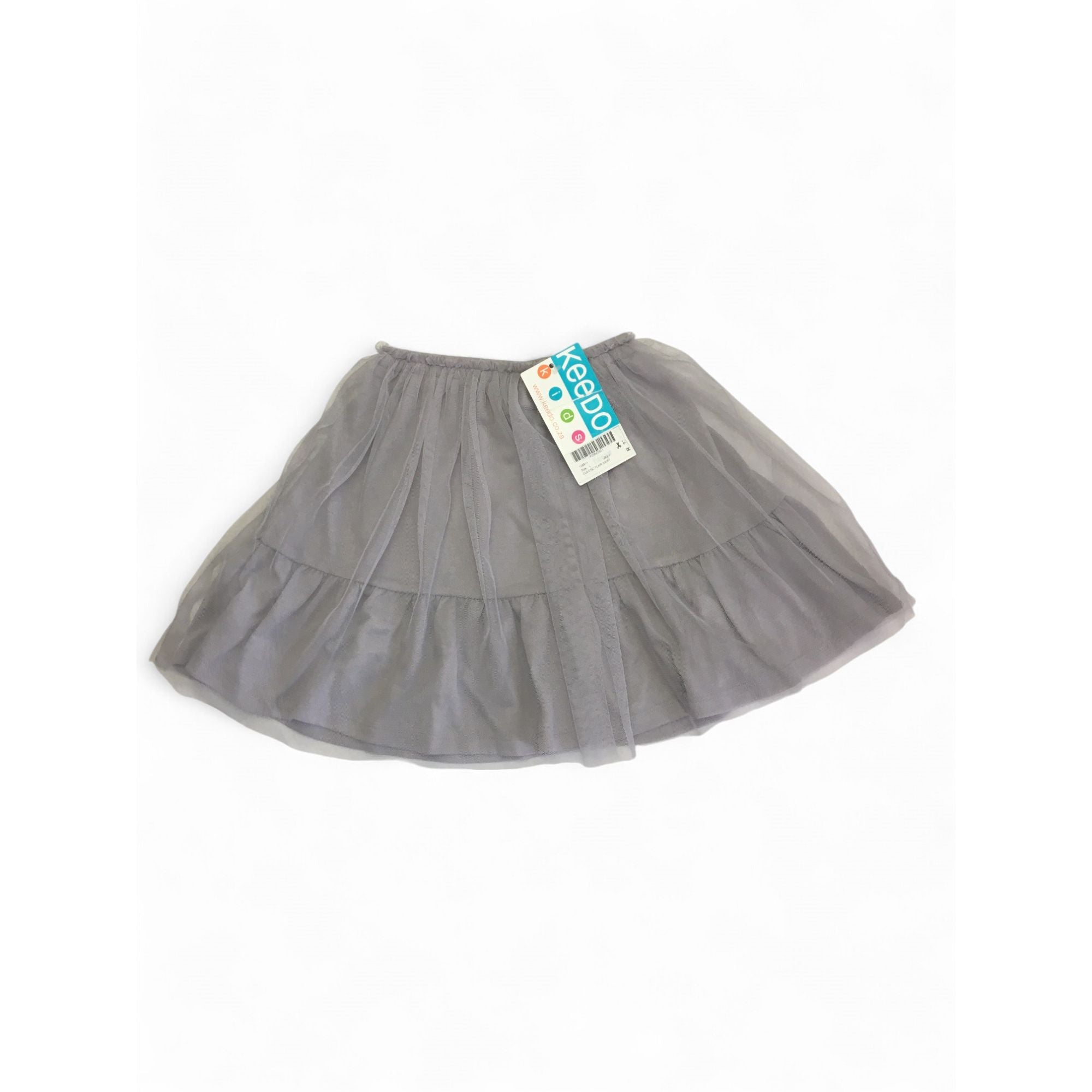 6Y Grey Mesh Tulle Lined Skirt - Keedo