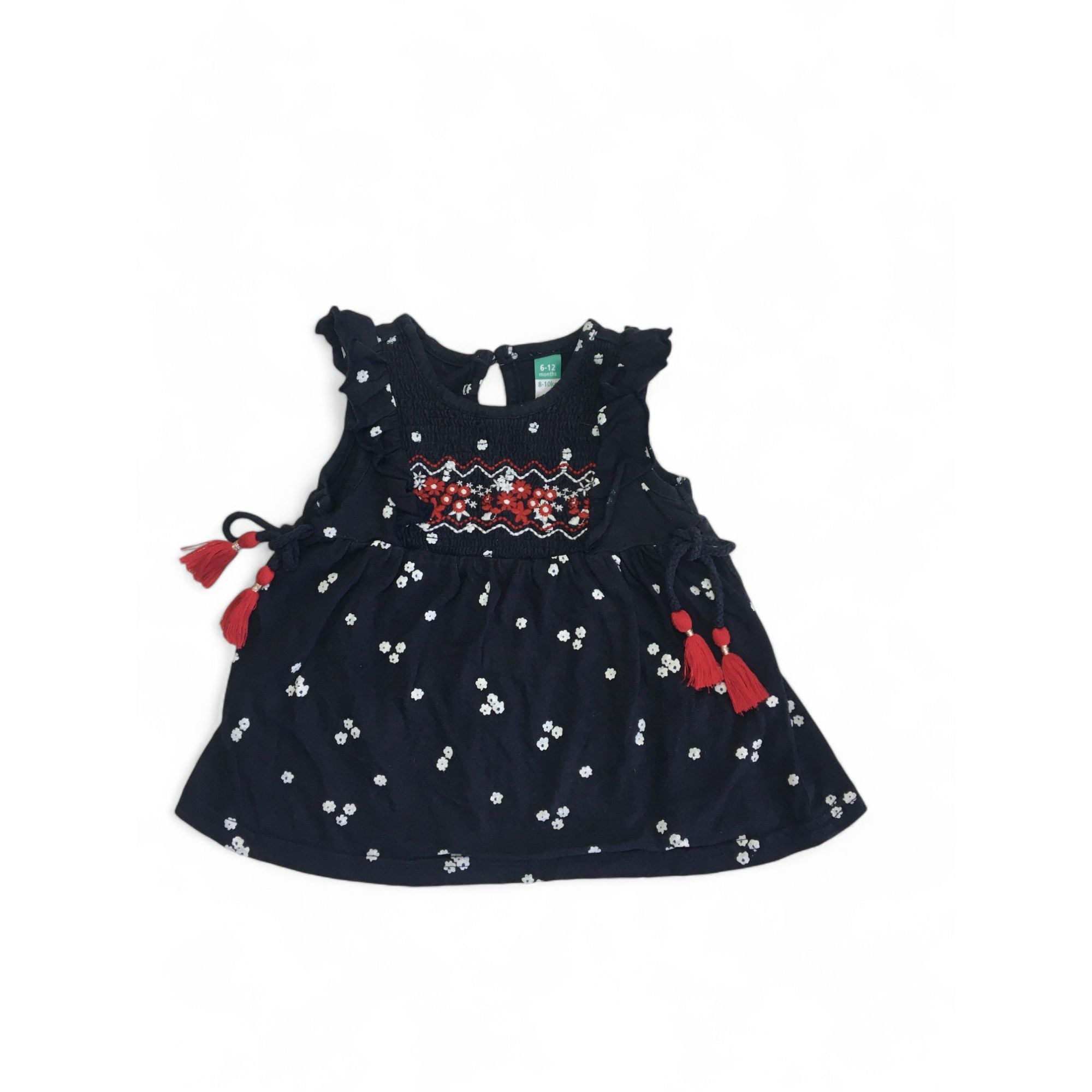 6-12M Navy Blue, White & Red Side Tie Tunic - Ackermans