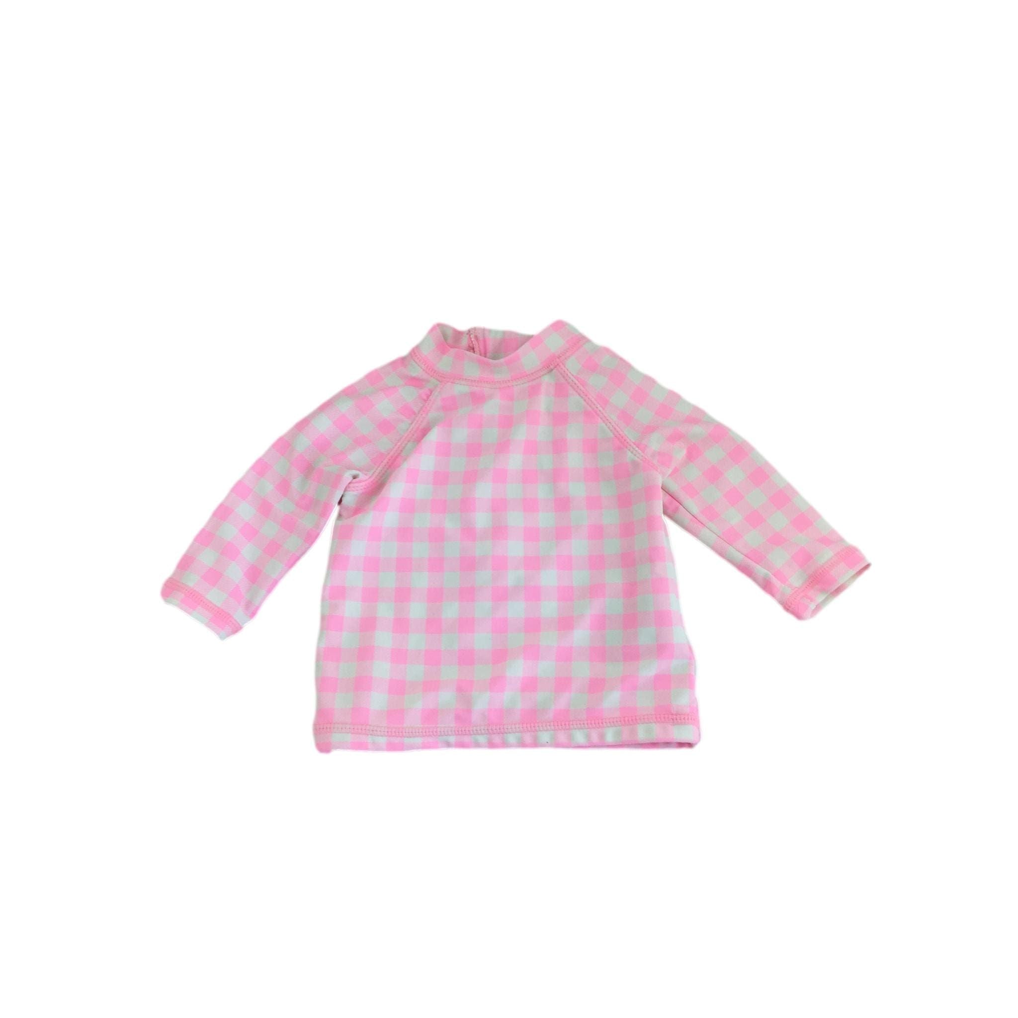 0-3M Pink & White Check Swim Top - Cotton On