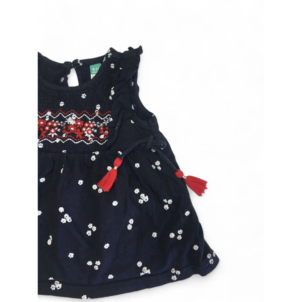 6-12M Navy Blue, White & Red Side Tie Tunic - Ackermans
