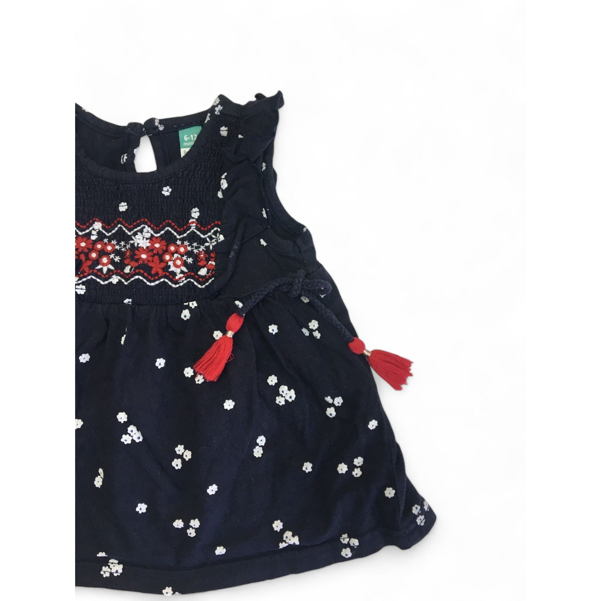 6-12M Navy Blue, White & Red Side Tie Tunic - Ackermans