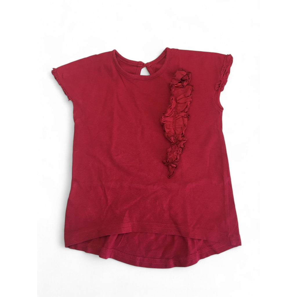 12-18M Burgundy Frill Detail Hi Low T Shirt - Woolworths