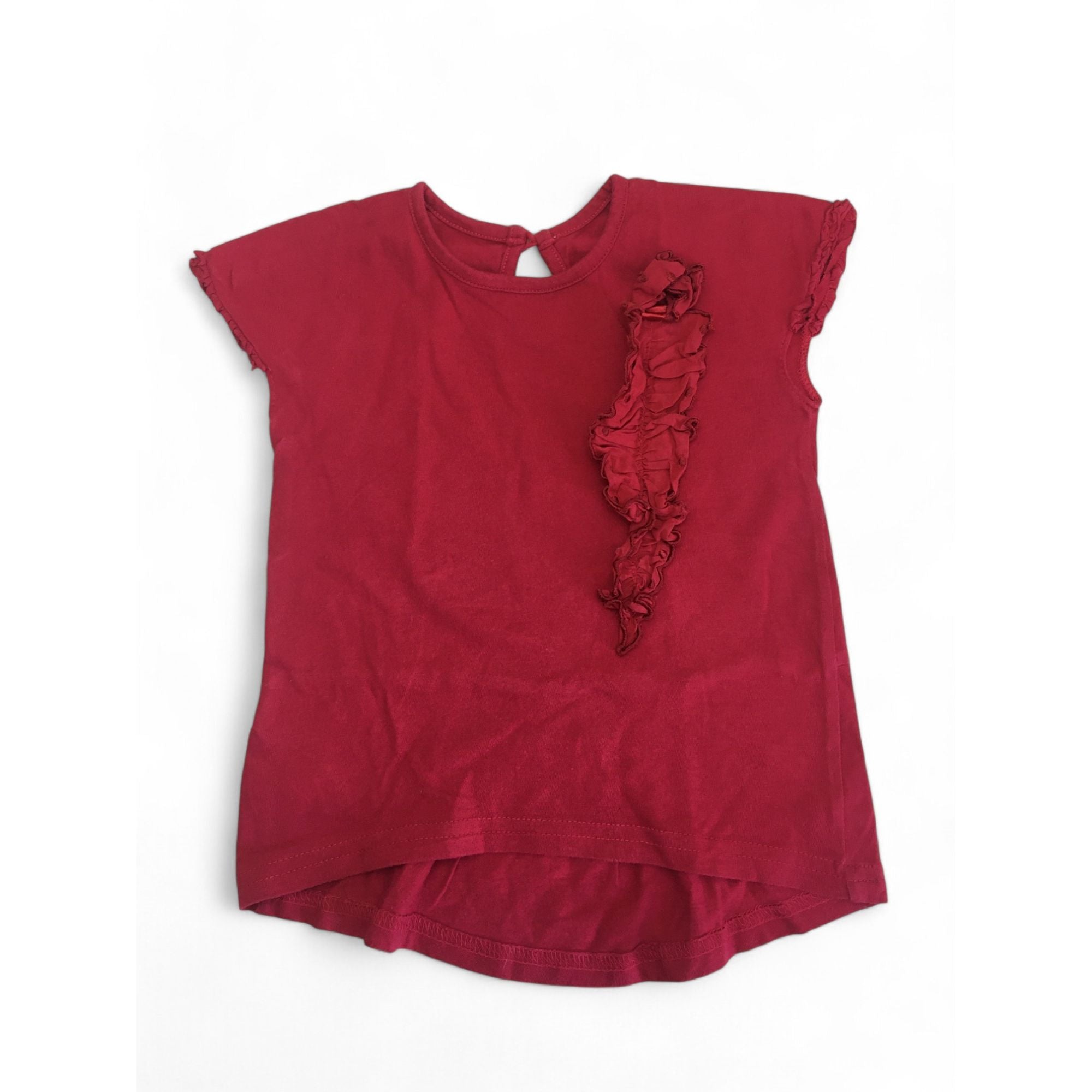 12-18M Burgundy Frill Detail Hi Low T Shirt - Woolworths
