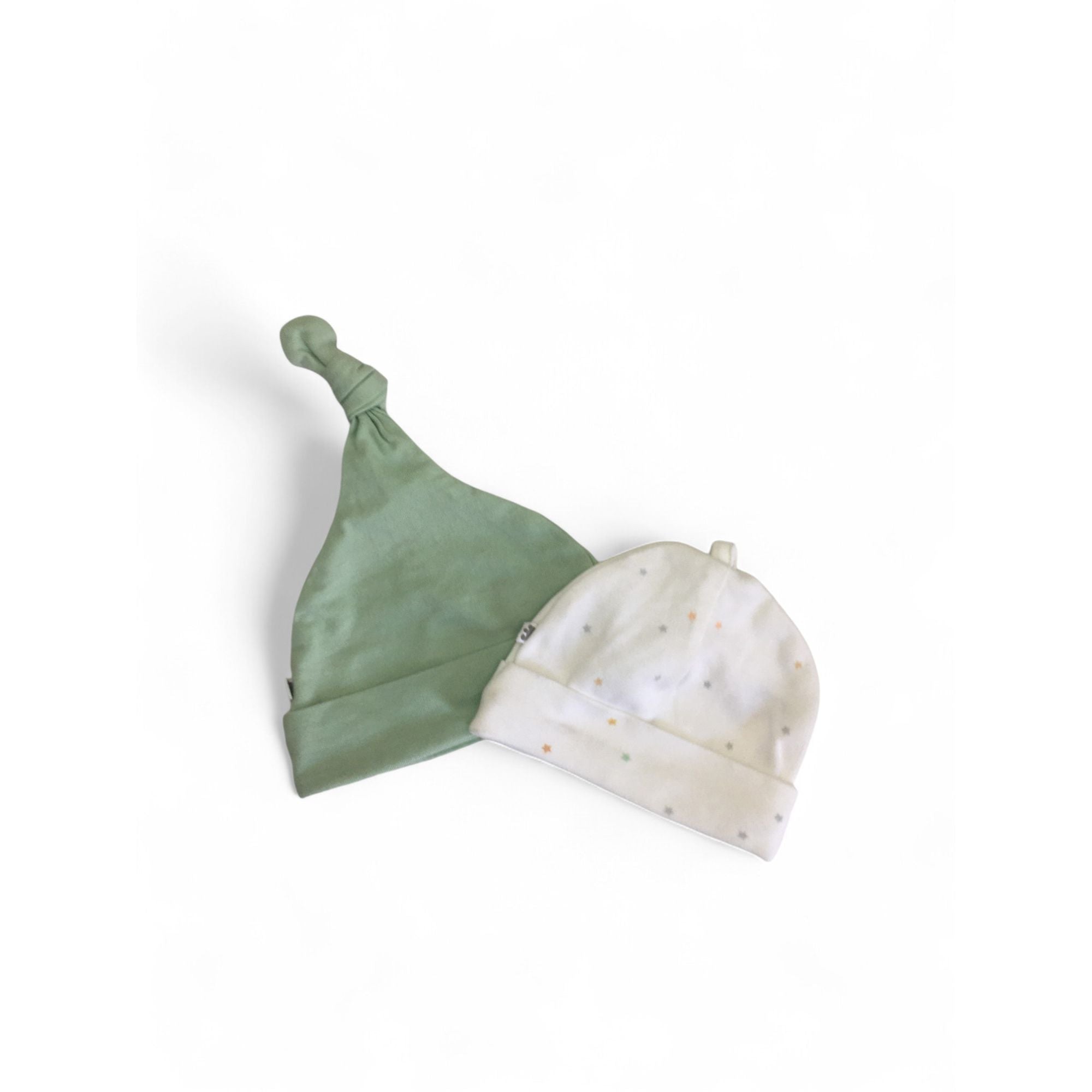 1-3M Mint Knot & Starry White Beanies - Woolworths
