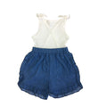 3-6M Cream Ribbed & Denim Sleeveless Romper