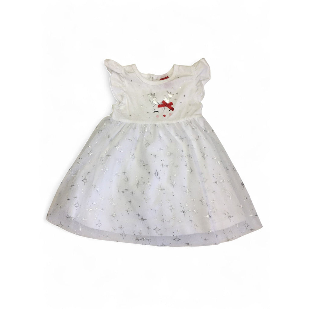 3-6M White Tulle Reindeer Christmas Dress - Tiny Tots